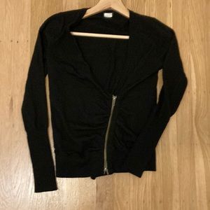 wool black half zip sweater